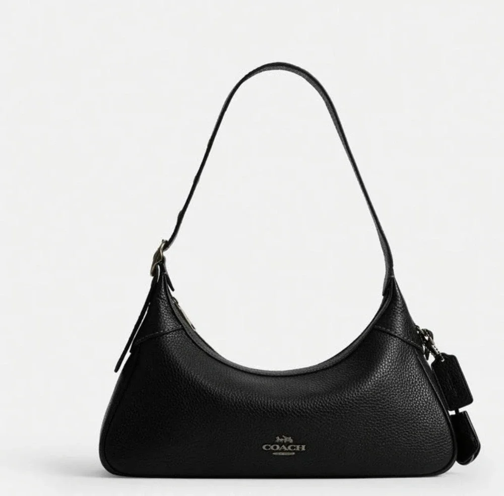 B5-003 Coach CDV36 Ella Small Shoulder Bag Crossbody In LeatherGunmetalBlack NWT